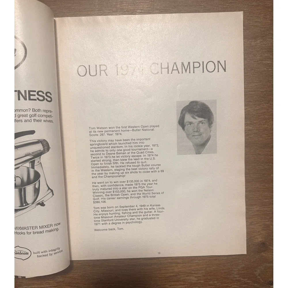 Vintage 1976 Western Open Championship PGA GOLF Program Butler National Golf